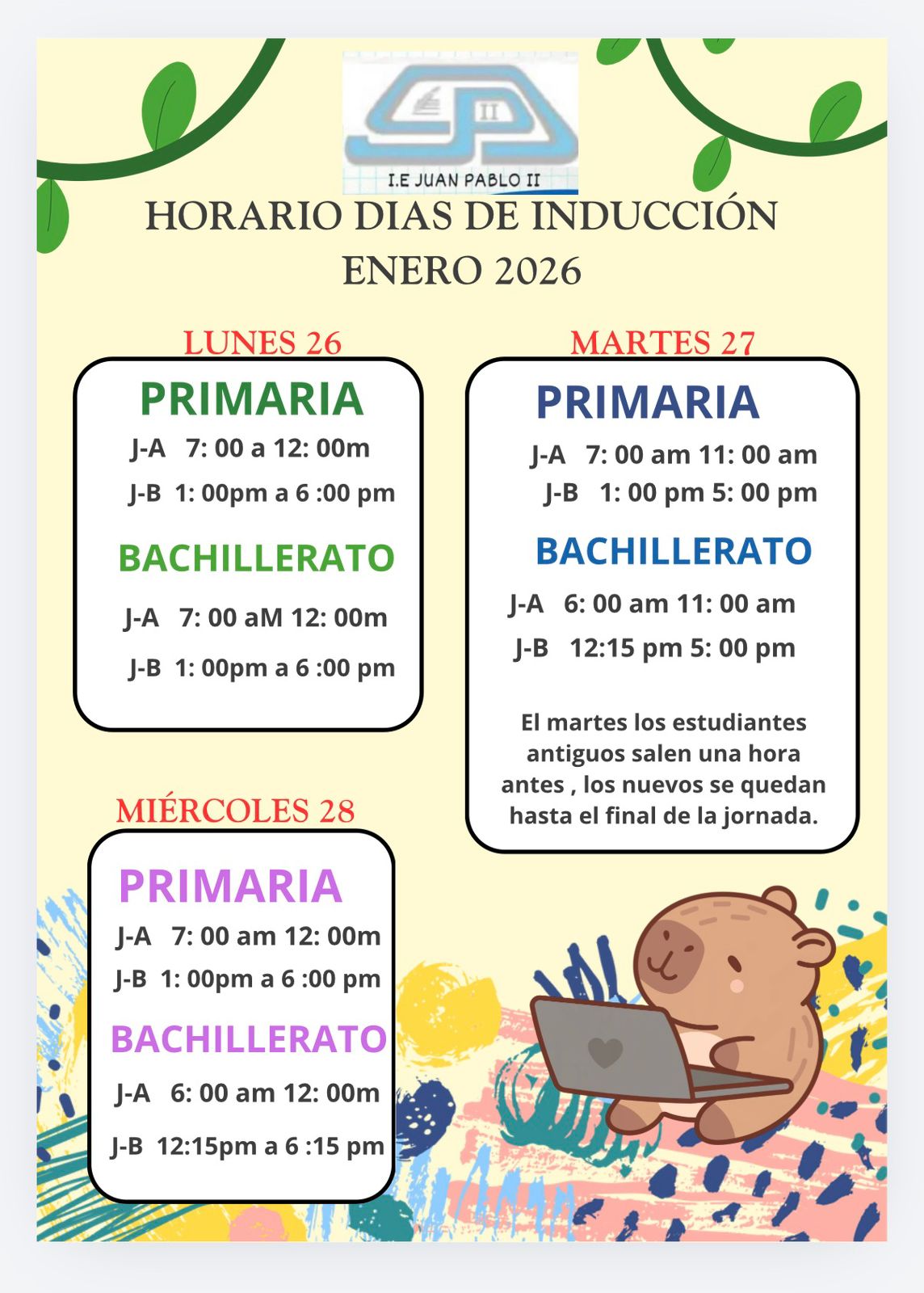 Horario de Inducción